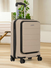 Load image into Gallery viewer, Teakwood Smart Cabin Trolley Suitcase with Front Laptop Compartment, TSA Lock, 360° Silent Dual Spinner Wheels, Scratch-Resistant & Water-Resistant Hard Shell Luggage for Business & Leisure Travel