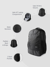 Load image into Gallery viewer, Teakwood Unisex Backpack with 15 inch Laptop Compartment & Water Resistance