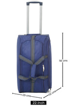 Load image into Gallery viewer, Navy Printed Large Duffel Trolley Bag