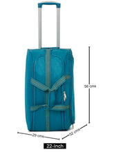 Load image into Gallery viewer, Teal Printed Medium Duffel Trolley Bag