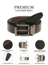 Load image into Gallery viewer, Teakwood Men's Premium Genuine Leather 2-in-1 Reversible Belt | Black & Brown Pebble Grain Leather Finish | Nickel Black Rounded Rectangle Pin Buckle | Adjustable 35 mm Dress Belt for Formal, Casual, Office & Business Wear