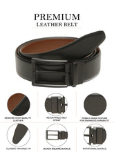 Load image into Gallery viewer, Teakwood Men's Premium Genuine Leather 2-in-1 Reversible Belt | Black & Brown Crosshatch Textured Leather | Black Rectangular Pin Buckle | Adjustable 35 mm Dress Belt for Formal, Casual, Office & Business Wear