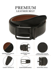 Load image into Gallery viewer, Teakwood Men's Premium Genuine Leather 2-in-1 Reversible Belt | Black & Brown Crosshatch Textured Finish | Matte Black Radius Pin Buckle | Adjustable 35 mm Dress Belt for Formal, Casual, Office & Business Wear