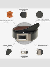 Load image into Gallery viewer, Men Black & Brown Solid Reversible Leather Belt