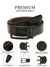 Load image into Gallery viewer, Teakwood Men's Premium Genuine Leather 2-in-1 Reversible Belt | Black & Brown Crosshatch Textured Leather | Matte Black Rectangular Pin Buckle | Adjustable 35 mm Dress Belt for Formal, Casual, Office & Business Wear