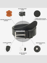 Load image into Gallery viewer, Men’s Genuine Leather Belt, Pebble Grain Texture, Pin Buckle, Rugged Casual Wear, Black