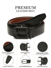 Load image into Gallery viewer, Teakwood Men's Premium Genuine Leather 2-in-1 Reversible Belt | Black & Brown Crosshatch Textured Leather | Black Rectangular Pin Buckle | Adjustable 35 mm Dress Belt for Formal, Casual, Office & Business Wear