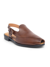 Load image into Gallery viewer, Teakwood Men Brown Solid Peshawari Mules