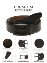 Load image into Gallery viewer, Teakwood Men's Premium Genuine Leather 2-in-1 Reversible Belt | Black & Brown Natural Grain Leather Finish |Matte Black Classic Tapered Pin Buckle | Adjustable 35 mm Dress Belt for Formal, Casual, Office & Business Wear
