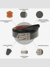Load image into Gallery viewer, Men Black & Brown Solid Reversible Leather Belt