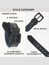 Load image into Gallery viewer, Men’s Genuine Leather Belt, Pebble Grain Texture, Pin Buckle, Rugged Casual Wear