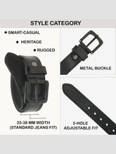 Load image into Gallery viewer, Men’s Genuine Leather Belt, Pebble Grain Texture, Pin Buckle, Rugged Casual Wear