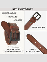 Load image into Gallery viewer, Men’s Genuine Leather Belt, Pebble Grain Texture, Pin Buckle, Rugged Casual Wear