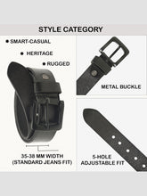 Load image into Gallery viewer, Men’s Genuine Leather Belt, Pebble Grain Texture, Pin Buckle, Rugged Casual Wear