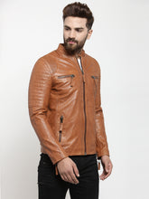 Load image into Gallery viewer, Teakwood Leathers Beige/Dark Mustard Men's 100% Genuine Leather Jacket