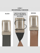 Load image into Gallery viewer, Men Black & Brown Solid Reversible Leather Belt