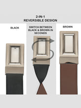 Load image into Gallery viewer, Men Black & Brown Solid Reversible Leather Belt