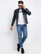 Load image into Gallery viewer, Teakwood Leathers Men's 100% Genuine Navy Blue Leather Jacket