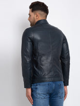 Load image into Gallery viewer, Teakwood Leathers Men's 100% Genuine Navy Blue Leather Jacket