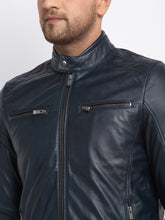 Load image into Gallery viewer, Teakwood Leathers Men's 100% Genuine Navy Blue Leather Jacket