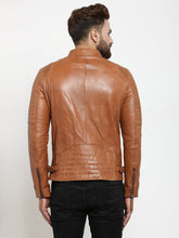 Load image into Gallery viewer, Teakwood Leathers Beige/Dark Mustard Men's 100% Genuine Leather Jacket