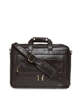 Load image into Gallery viewer, Teakwood Unisex Brown Solid Genuine Leather Laptop Bag - Clearance sale