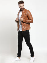 Load image into Gallery viewer, Teakwood Leathers Beige/Dark Mustard Men's 100% Genuine Leather Jacket
