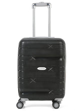 Load image into Gallery viewer, Teakwood Leather Black Patterned Hard-Sided Trolley Bag