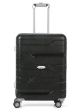 Load image into Gallery viewer, Teakwood Leather Black Patterned Hard-Sided Trolley Bag