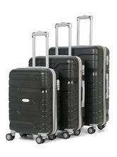 Load image into Gallery viewer, Teakwood Leather Black Patterned Hard-Sided Trolley Bag