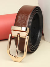 Load image into Gallery viewer, Men Black & Brown Reversible Genuine Leather Belt