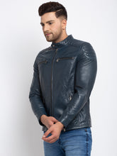 Load image into Gallery viewer, Teakwood Leathers Men's 100% Genuine Dark Blue Leather Jacket