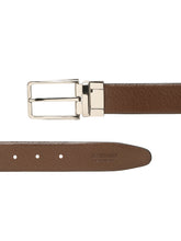 Load image into Gallery viewer, Teakwood Men's Premium Genuine Leather 2-in-1 Reversible Belt | Black & Brown Pebble Grain Leather Finish | Silver Linear Edge Pin Buckle | Adjustable 35 mm Dress Belt for Formal, Casual, Office & Business Wear