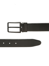 Load image into Gallery viewer, Teakwood Men's Premium Genuine Leather 2-in-1 Reversible Belt | Black & Brown Crosshatch Textured Finish | Matte Black Linear Edge Pin Buckle | Adjustable 35 mm Dress Belt for Formal, Casual, Office & Business Wear