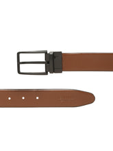 Load image into Gallery viewer, Teakwood Men's Premium Genuine Leather 2-in-1 Reversible Belt | Black & Brown Crosshatch Textured Finish | Matte Black Linear Edge Pin Buckle | Adjustable 35 mm Dress Belt for Formal, Casual, Office & Business Wear