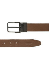 Load image into Gallery viewer, Teakwood Men's Premium Genuine Leather 2-in-1 Reversible Belt | Black & Brown Natural Grain Leather Finish /Matte black Classic Angular Pin Buckle | Adjustable 35 mm Dress Belt for Formal, Casual, Office & Business Wear