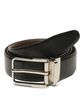 Load image into Gallery viewer, Teakwood Men's Premium Genuine Leather 2-in-1 Reversible Belt | Black & Brown Natural Grain Leather Finish /Silver Classic Angular Pin Buckle | Adjustable 35 mm Dress Belt for Formal, Casual, Office & Business Wear