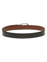 Load image into Gallery viewer, Teakwood Men's Premium Genuine Leather 2-in-1 Reversible Belt | Black & Brown Crosshatch Textured Finish | Silver Classic Curved Pin Buckle | Adjustable 35 mm Dress Belt for Formal, Casual, Office & Business Wear