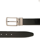 Load image into Gallery viewer, Teakwood Men's Premium Genuine Leather 2-in-1 Reversible Belt | Black & Brown Fine Leather Finish |Nickle Black Vector Pin Buckle | Adjustable 35 mm Dress Belt for Formal, Casual, Office & Business Wear