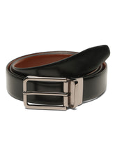 Load image into Gallery viewer, Teakwood Men's Premium Genuine Leather 2-in-1 Reversible Belt | Black & Brown Natural Grain Leather Finish | Nickel Black Slim Frame Pin Buckle | Adjustable 35 mm Dress Belt for Formal, Casual, Office & Business Wear