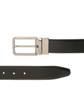 Load image into Gallery viewer, Teakwood Men's Premium Genuine Leather 2-in-1 Reversible Belt | Black & Brown Natural Grain Leather Finish | Nickel Black Slim Frame Pin Buckle | Adjustable 35 mm Dress Belt for Formal, Casual, Office & Business Wear