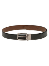 Load image into Gallery viewer, Teakwood Men's Premium Genuine Leather 2-in-1 Reversible Belt | Black & Brown Crosshatch Textured Finish | Nickle Black Linear Pin Buckle | Adjustable 35 mm Dress Belt for Formal, Casual, Office & Business Wear