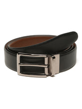 Load image into Gallery viewer, Teakwood Men's Premium Genuine Leather 2-in-1 Reversible Belt | Black & Brown Crosshatch Textured Finish | Nickle Black Linear Pin Buckle | Adjustable 35 mm Dress Belt for Formal, Casual, Office & Business Wear