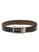 Load image into Gallery viewer, Teakwood Men's Premium Genuine Leather 2-in-1 Reversible Belt | Black & Brown Natural Grain Leather Finish | Nickel Black Classic Edge Pin Buckle | Adjustable 35 mm Dress Belt for Formal, Casual, Office & Business Wear