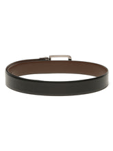 Load image into Gallery viewer, Teakwood Men's Premium Genuine Leather 2-in-1 Reversible Belt | Black & Brown Natural Grain Leather Finish | Nickel Black Classic Edge Pin Buckle | Adjustable 35 mm Dress Belt for Formal, Casual, Office & Business Wear