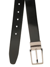 Load image into Gallery viewer, Teakwood Men's Premium Genuine Leather 2-in-1 Reversible Belt | Black & Brown Fine Leather Finish |Nickle Black Linear Edge Pin Buckle | Adjustable 35 mm Dress Belt for Formal, Casual, Office & Business Wear