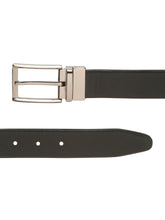 Load image into Gallery viewer, Teakwood Men's Premium Genuine Leather 2-in-1 Reversible Belt | Black & Brown Crosshatch Textured Leather | Nickal Black Rectangular Pin Buckle | Adjustable 35 mm Dress Belt for Formal, Casual, Office & Business Wear