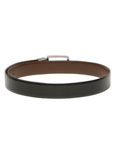 Load image into Gallery viewer, Teakwood Men's Premium Genuine Leather 2-in-1 Reversible Belt | Black & Brown Crosshatch Textured Leather | Nickal Black Rectangular Pin Buckle | Adjustable 35 mm Dress Belt for Formal, Casual, Office & Business Wear