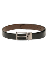 Load image into Gallery viewer, Teakwood Men's Premium Genuine Leather 2-in-1 Reversible Belt | Black & Brown Pebble Grain Leather Finish | Nickel Black Refined Slim Frame Pin Buckle | Adjustable 35 mm Dress Belt for Formal, Casual, Office & Business Wear