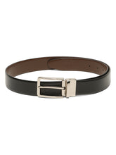 Load image into Gallery viewer, Teakwood Men's Premium Genuine Leather 2-in-1 Reversible Belt | Black & Brown Fine Leather Finish | Silver Rectangular Pin Buckle | Adjustable 35 mm Dress Belt for Formal, Casual, Office & Business Wear